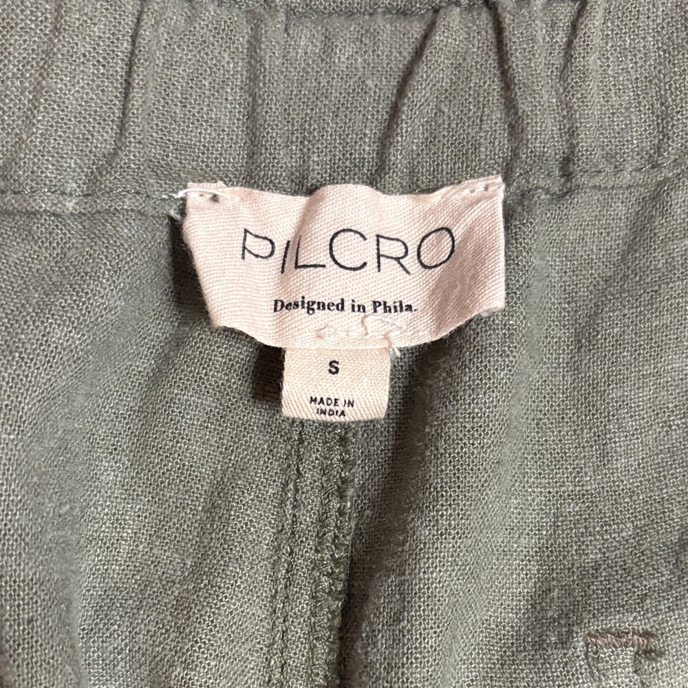 Pilcro Olive Green Linen Blend Elastic Waist Pants EUC Small - Picture 2 of 9